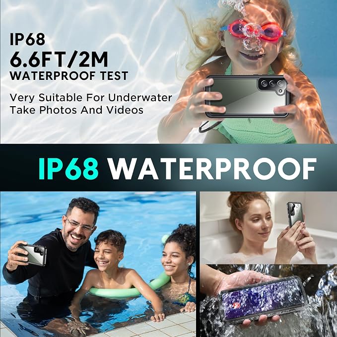 SPIDERCASE Designed for Samsung Galaxy S23 Plus Case Waterproof,Built-in Screen & Camera Lens Protector[IP68 Underwater][Military Grade Shockproof] Full Body Protection Phone Case, Black/Clear