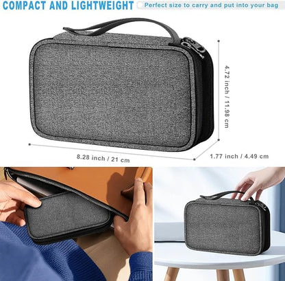 ZINMARK Portable Cable Organizer Case,Travel Pouch with Double-Layer Storage for Cables,Chargers,Earbuds & Phone,Dark Gray Black