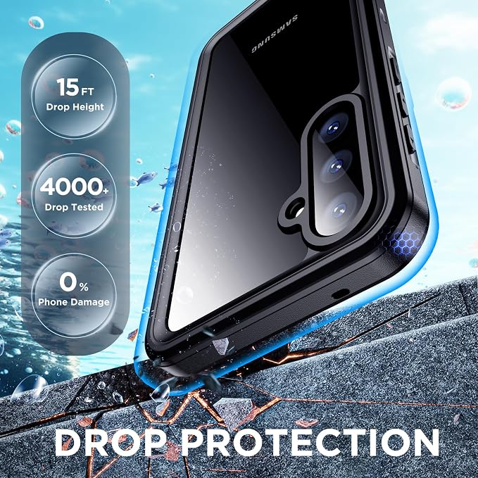 for Samsung Galaxy A35 5G Case Waterproof, [IP68 Underwater][Dropproof][Dustproof][Real 360] [Non-Slip] Heavy Duty Tough Rugged Shockproof Protective Phone Case for Galaxy A35 5G 6.6",Black