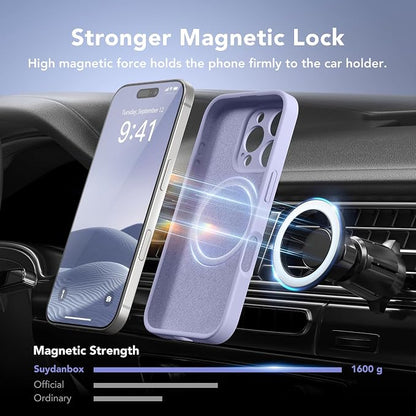 Magnetic for iPhone 16 Pro Case, Compatible with MagSafe, [Full Camera Protection][Screen Protector] Silicone Shockproof Protective Phone Case for iPhone 16 Pro 6.3", Lilac