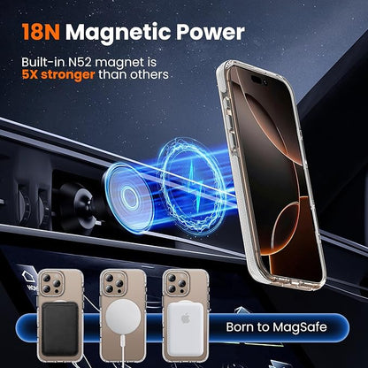 3 in 1 for iPhone 16 Pro Max Case Clear with MagSafe, Yellowing-Resistant Acrylic Back, Shockproof Guard Corners, Military-Grade Protection for iPhone 16 Pro Max Phone Case Clear Bumper