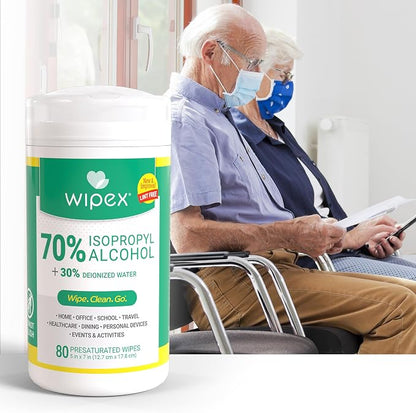 Wipex Alcohol Wipes for Electronics - Lint Free Tech Wipes with 70% Isopropyl Alcohol - Equipment Cleaning for Computers, iPhones and Household Items, 80 Count (Pack of 12)