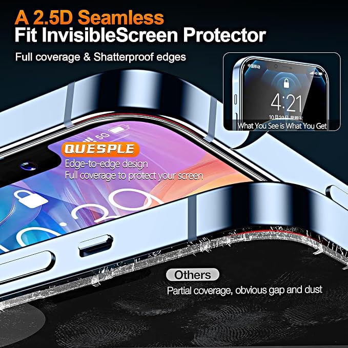 3 Pack for iPhone 12 Pro Max Screen Protector 6.7 Inch, Auto Dust Removal, 9H Hardness, Anti-Fingerprint, HD Clear Tempered Glas with Auto Alignment Kit