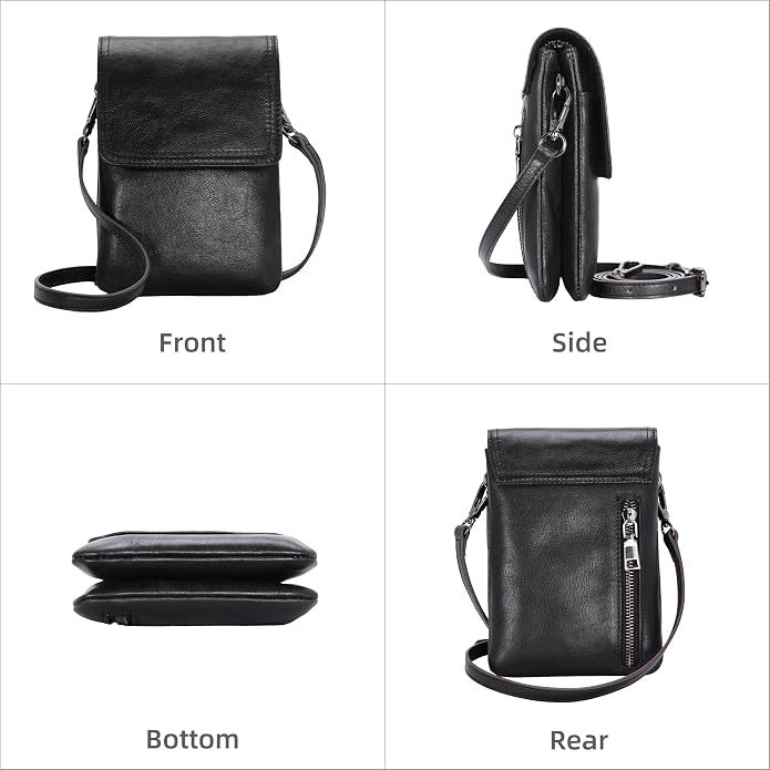 Iswee Leather Crossbody Bags for Women RFID Blocking Cell Phone Purse Small Anti-Theft Zippered with Card slots