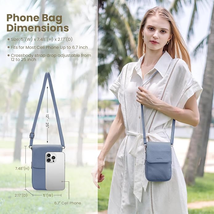 befen Genuine Leather Small Crossbody Bags for Women, Cell Phone Cross body Purse Bag with RFID Blocking Card Slots