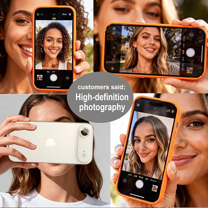 Compatible for iPhone Air Camera Lens Protector Bling, Cute Sparkle Glitter Camera Cover for Women, Individual Ring, Anti-Scratch 2 Pack Protectors for 17 Air (1 Rugular Use + 1 Extra), Light Gold