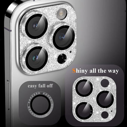 YWXTW for iPhone 14 Pro/iPhone 14 Pro Max Camera Lens Protector, [4TH Gen New Bling Design] Glitter Shiny Diamond Metal Ring Tempered Glass Back Camera Screen Protector Lens Cover (Silver)