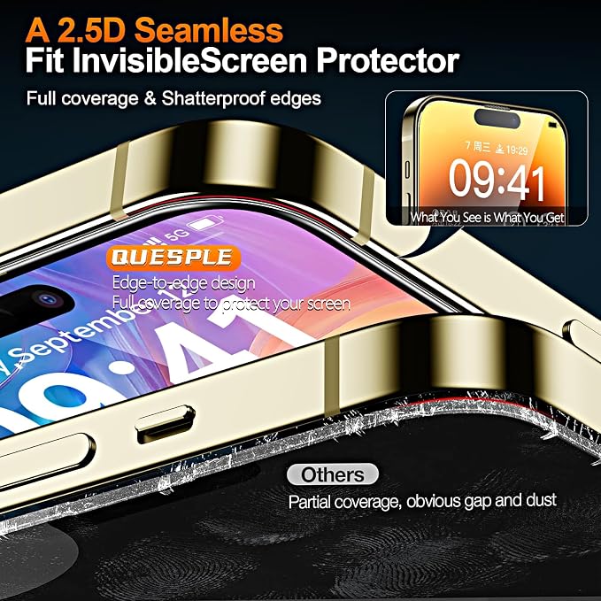 3 Pack Screen Protector for iPhone 14 Pro Max 6.7 Inch, Auto Dust Removal, 9H Hardness, Anti-Fingerprint, HD Clear Tempered Glas with Auto Alignment Kit