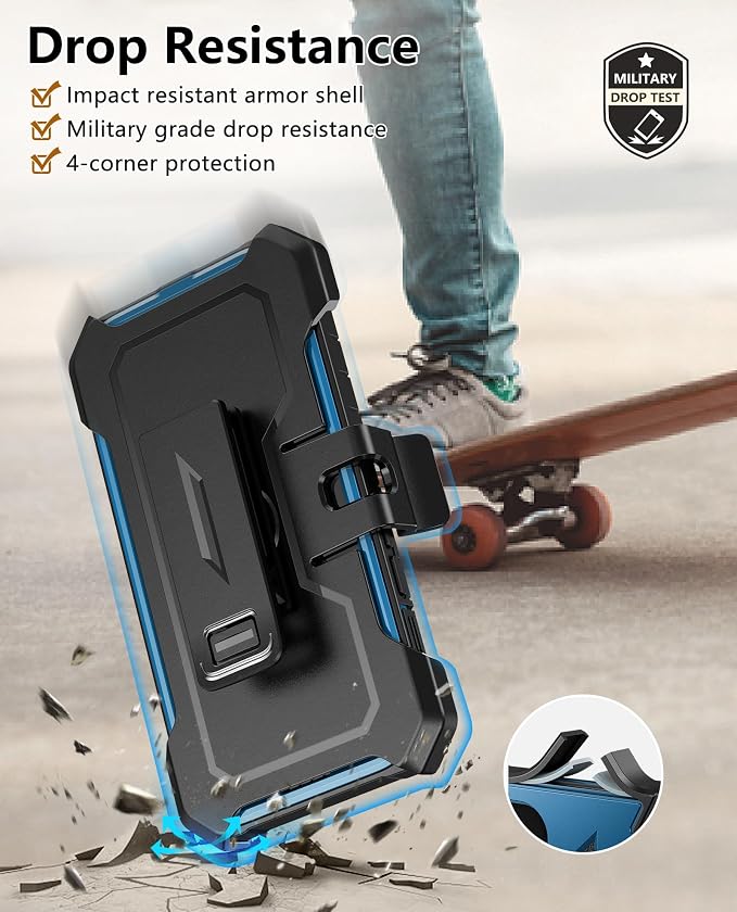for iPhone 13/14/15 Phone Case: for iPhone 16e Protective Cover with Belt Clip Holster | Durable Dual-Layer Design with Built-in Kickstand | Heavy Duty Military Grade Hard Protection Shock Proof