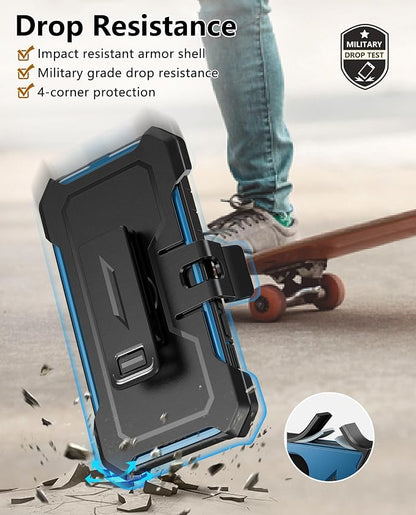 for iPhone 13/14/15 Phone Case: for iPhone 16e Protective Cover with Belt Clip Holster | Durable Dual-Layer Design with Built-in Kickstand | Heavy Duty Military Grade Hard Protection Shock Proof