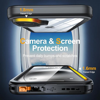 for iPhone 16 Plus Case Waterproof, Built-in Privacy Screen & HD Screen Double Front Frame [IP68 Underwater] Shockproof Dustproof Full Body Protection iPhone 16 Plus Phone Case Black