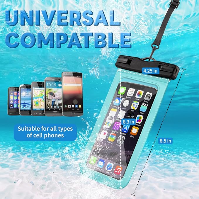 Trifabricy 3 Pack IP68 Waterproof Phone Pouch, Floating Waterproof Phone Case with Lanyard for iPhone 17 16 15 14 Pro Max, Waterproof Case Cellphone Dry Bag for Beach Swimming Travel Green
