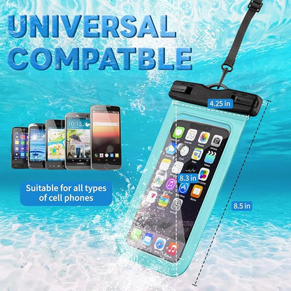 Trifabricy 3 Pack IP68 Waterproof Phone Pouch, Floating Waterproof Phone Case with Lanyard for iPhone 17 16 15 14 Pro Max, Waterproof Case Cellphone Dry Bag for Beach Swimming Travel Green