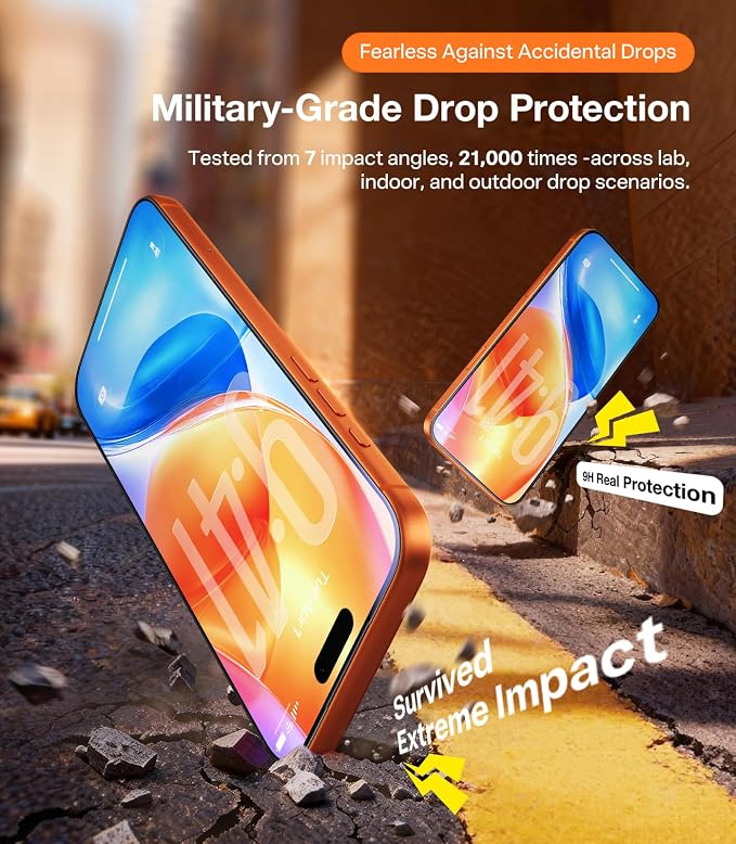 UltraGlass TOP 9H+ OptiArmor for iPhone 17 Pro Screen Protector [NO.1 Anti-Reflection & Military Grade Shatterproof] Anti Glare Screen Protector 17 Pro Tempered Glass Longest Durable AR, 2 Pack