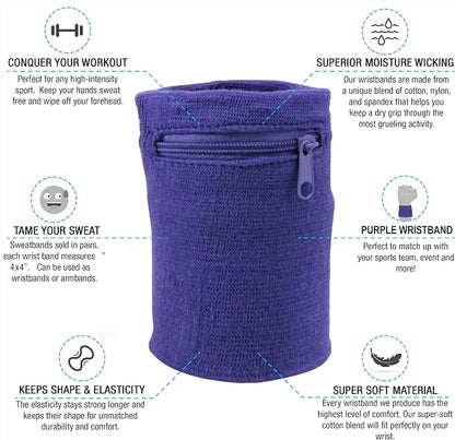 Suddora Zipper Wrist Pouch - Sweatband/Wristband Wallet for Keys, ID, Cards, Cash