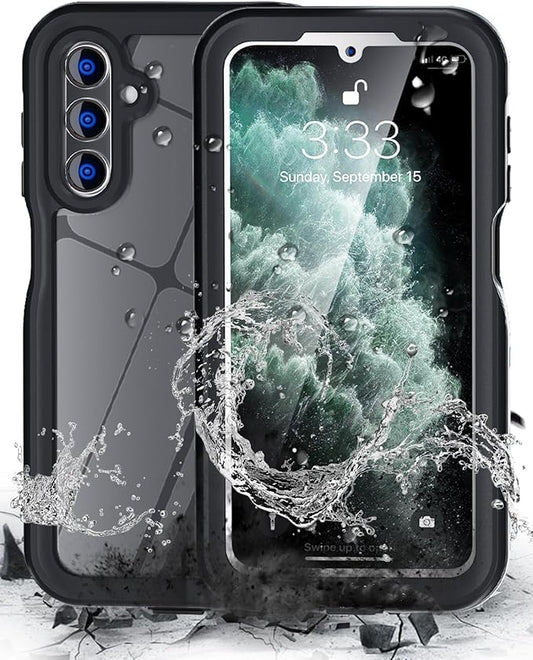 Hualele Galaxy A15 Case Waterproof, Built in Lens & Screen Protector Rugged Full Body Heavy Duty Protective Shockproof IP68 Underwater Case for Samsung Galaxy A15 Black