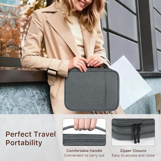 Dadanism Electronics Travel Organizer Case, Double Layers Cord Organizer | Travel All-in-One Storage Bag for Cable, Cord, iPad, Chargers, fits 9-11'' Tablets, Portable Tech Accessories Bag, Space Gray