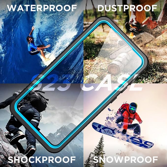 Temdan for Samsung Galaxy S23 Case,Waterproof Built-in Lens & Screen Protector[Full Body Shockproof][12 FT Military Drop Proof][Dustproof][IP68 Underwater] Case for Galaxy S23 5G Blue
