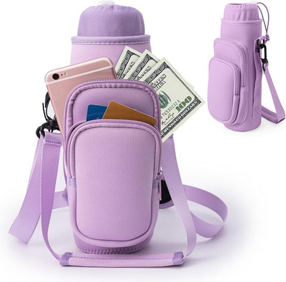 Water Bottle Carrier Bag,Water Bottle Holder with Straps Phone Pockets Fits Stanley Owala 16/24/32/40oz