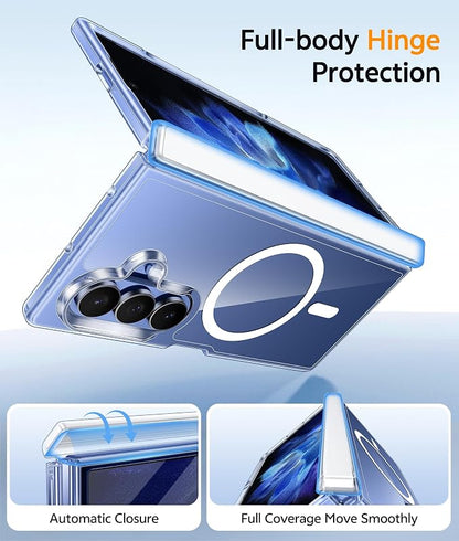 FNTCASE for Samsung Galaxy Z Fold 8 Ultra / Z Fold 7 Case, Fit for Magsafe | Hinge Protection, Screen Protector, Clear Anti Yellowing, 14FT Military Grade Drop Proof, Protective Phone Cover, Transparent