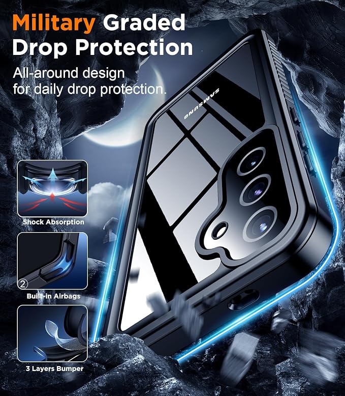 Temdan Designed for Samsung Galaxy S25 Plus Case Waterproof,Built-in Lens&Screen Protector Military Shockproof Dropproof IP68 Underwater Full Body Phone Case for Galaxy S25 5G Plus 6.7"LightBlue(2025)