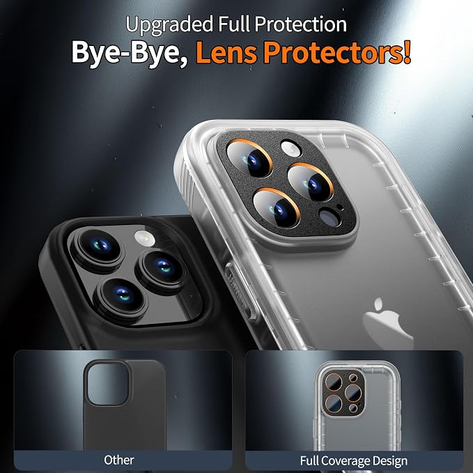Cozycase for iPhone 16 Pro Max Case Waterproof - 360 Heavy Duty with Screen/Camera Protector Shockproof IP68 Underwater Dustproof Water Dust Shock Proof Full Body/Front and Back Case Frosted Clear