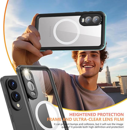 Omio Designed for Galaxy S25 Edge Waterproof Case Compatible with MagSafe Magnetic Waterproof Full Body IP68 Underwater Case Built-in Screen Protector Military Grade Shockproof Case for Men Women Teal