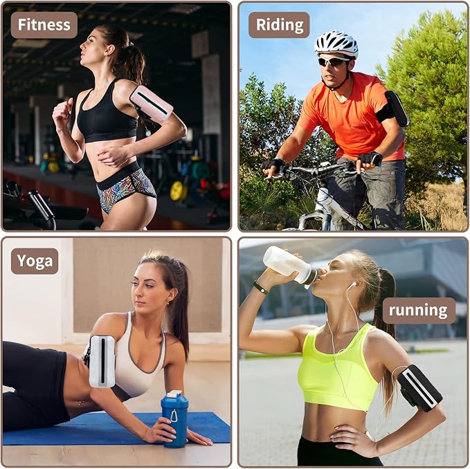 Prime Comfort Running Phone Holder Armband, iPhone Arm Bands for Exercise, Running Arm Bands for Cell Phone, Phone Purse Cell Phone Holder for Walking (Pink)