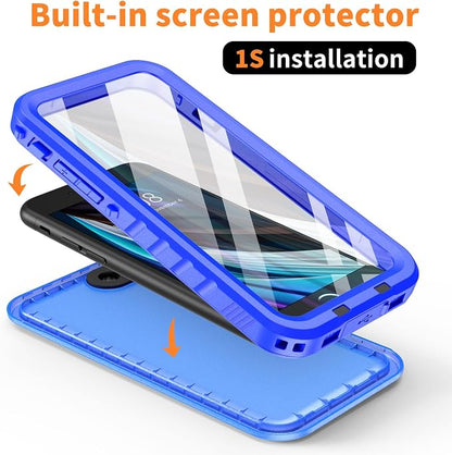 Cozycase Waterproof Case for iPhone SE 3rd 2022/iPhone SE 2nd 2020/iPhone 7/8 - Shockproof Full Body Rugged Case with Built-in Screen Protector Waterproof Case for iPhone SE3/SE2/7/8 (Frosted Blue)