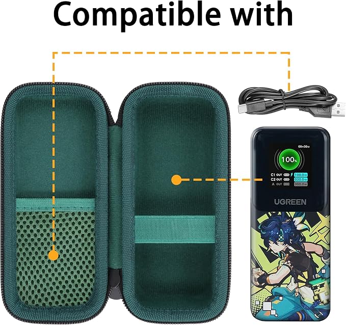 Hard Portable Travel Case Compatible with UGREEN Nexode Power Bank 20000mAh 130W Portable Charger,Green Case