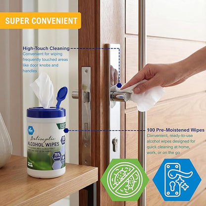 MED PRIDE Alcohol Based Disinfectant Wipes, 100 Pack, with Aloe Vera, Wipes with Alcohol for Cleaning, 5.5in X 7.8in