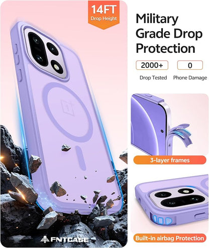 FNTCASE for Oneplus 15 Case: Magnetic Matte Translucent Frosted Slim Shockproof Cell Phone Cover | Durable Screen Protector | Military Grade Protection Drop Proof Protective Cases, 6.78 inches