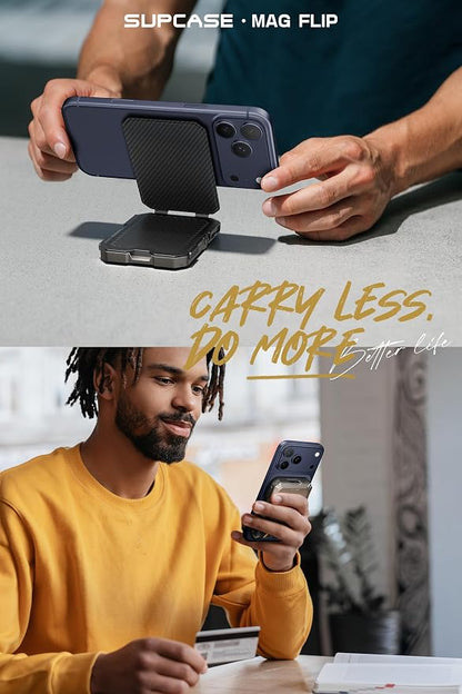 SUPCASE for MagSafe Wallet with Stand, Magnetic Wallet for Men, [Hold 5 Cards] [Adjustable Stand] [RFID Blocking] Phone Stand Credit Card Holder Tripod for iPhone 17/16/15/14/13/12 Series, Carbon