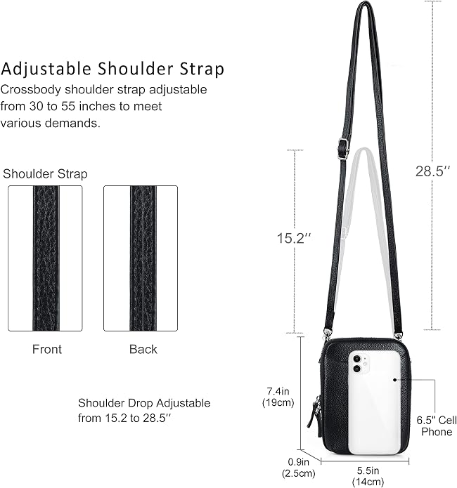 befen Genuine Leather Crossbody Cell Phone Purse for Women, Small Zip Around RFID Blocking Crossbody Wallet Bags