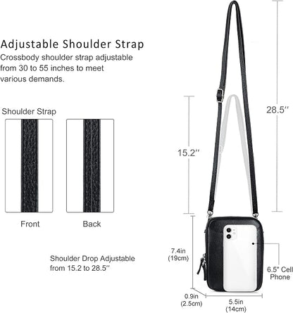 befen Genuine Leather Crossbody Cell Phone Purse for Women, Small Zip Around RFID Blocking Crossbody Wallet Bags