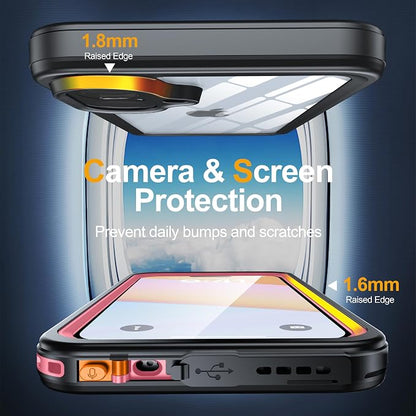 for iPhone 16 Plus Case Waterproof, Built-in Privacy Screen & HD Screen Double Front Frame [IP68 Underwater] Shockproof Dustproof Full Body Protection iPhone 16 Plus Phone Case Pink
