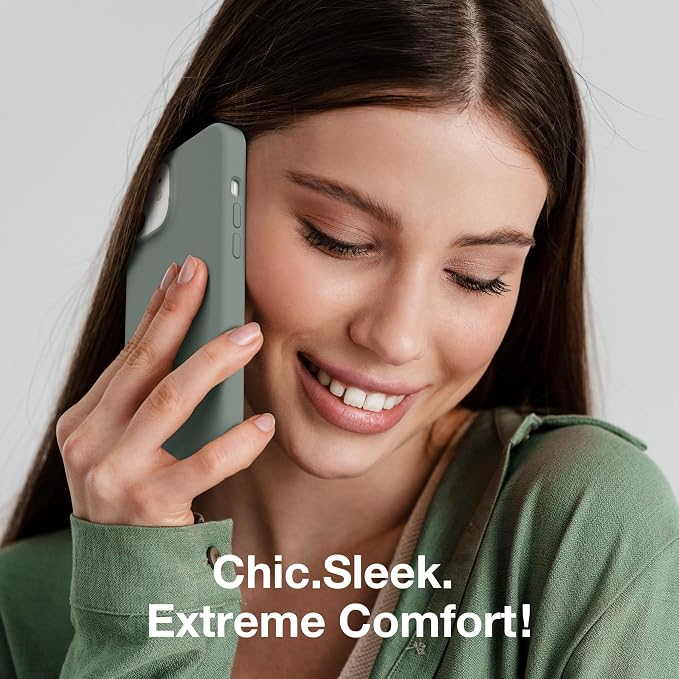 GONEZ Magnetic for iPhone 12 Case / 12 Pro Case, Compatible with MagSafe, [Screen Protector + Camera Lens Protector], Silicone Shockproof Anti-Scratch Protective Phone Case 6.1 inch, Calke Green