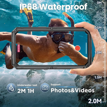 Mitywah Waterproof Case for iPhone 17, Rugged Metal Case with Built-in Screen Protector, Heavy Duty Full Body Shockproof Protective Cover 6.3 inch, Black