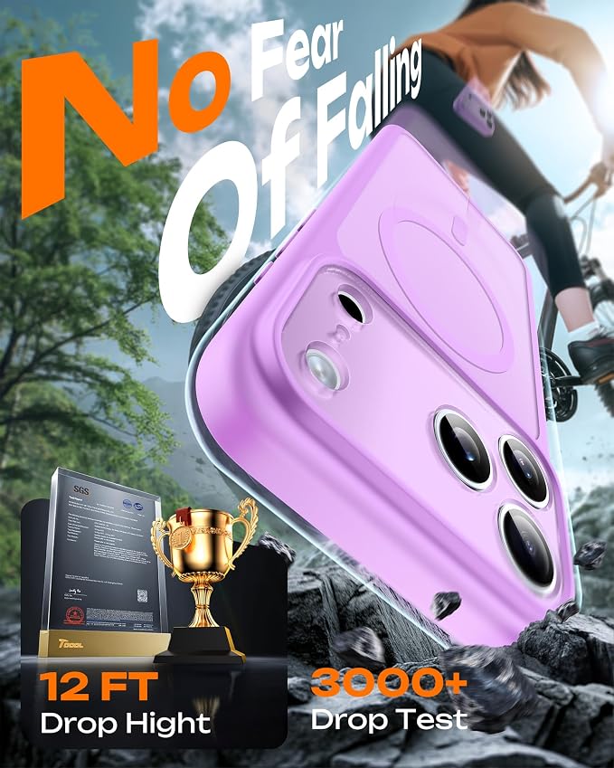 TOCOL for iPhone 17 Pro Case, Compatible with Magsafe Charger, Full Camera Protection, Translucent Matte Phone Case for 17 Pro 6.3 inch (Light Purple)