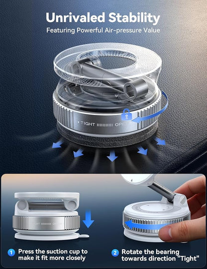 JOYROOM Vacuum Magnetic Car Phone Holder, Strongest Suction Cup 360° Adjustable Magsafe Car Phone Mount, Foldable Cell Phone Holders for Your Car for iPhone 16 Pro Max 15 14 13 12 Plus/Android