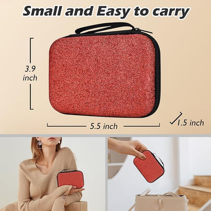 Luxury Phone Charger Case Storage Sets Wire Saver Cable Protector with Travel Storage Bag, Soft Sparkle Cable Charger Protector Cord Organizer for iPhone (Glitter Red)