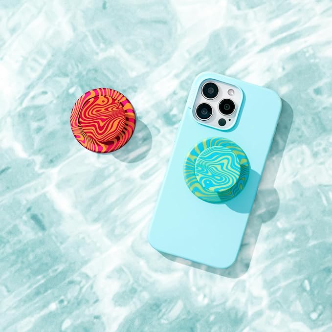 PopSockets Phone Grip for MagSafe, Magnetic Holder, Phone Stand - Swirl Aviation Orange