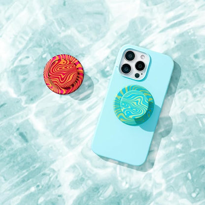 PopSockets Phone Grip for MagSafe, Magnetic Holder, Phone Stand - Swirl Aviation Orange