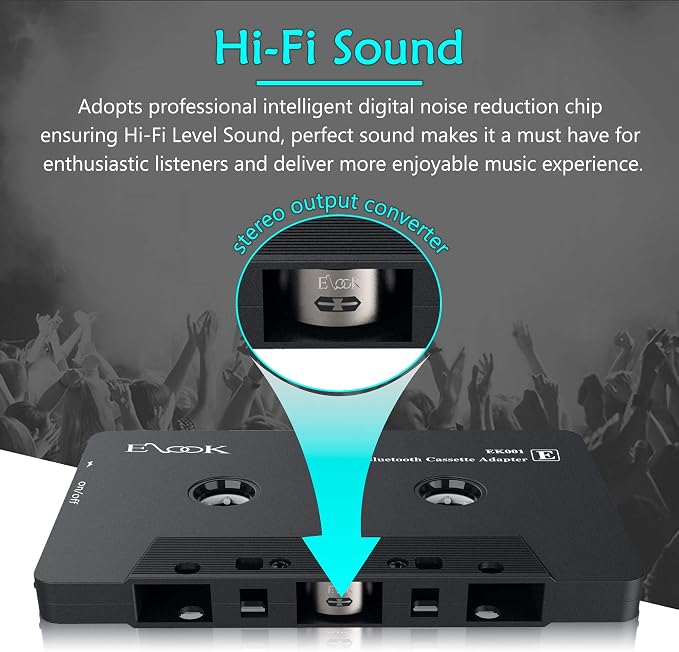 Elook Car Audio Receiver, Bluetooth Cassette Receiver Tape Aux Adapter Player with Bluetooth 5.0