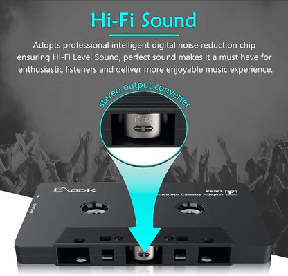 Elook Car Audio Receiver, Bluetooth Cassette Receiver Tape Aux Adapter Player with Bluetooth 5.0