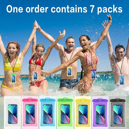 Gartmost 7 Pcs Waterproof Phone Pouch, Universal IPX8 Floating Waterproof Cell Phone Case Dry Bag, Compatible with Most Cell Phone on Market, Waterproof Phone Protector for Beach Swimming