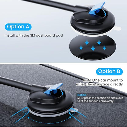 Qifutan Cell Phone Holder Long Arm Dashboard Windshield Car Phone Holder Anti-Shake Stabilizer Phone Car Holder Compatible with Phone Smartphone Grey