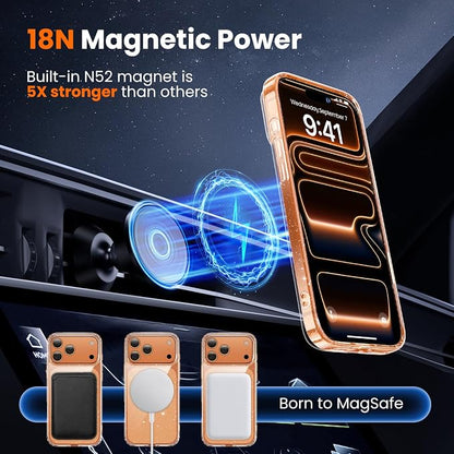 3 in 1 for iPhone 17 Pro Max Case Clear Glitter,Fits MagSafe, Not Yellowing, Screen Protector*1 Camera Lens Protector*1, Military-Grade Protection for Phone Cover 6.9 inch