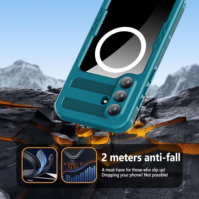 Guppy for Galaxy S26 Plus Magnetic Waterproof Case, Built-in Screen Protector [IP68 Waterproof][14FT Military Drop Proof] 360° Full Body Protection Dustproof Shockproof Heavy Duty Rugged Case, Cyan