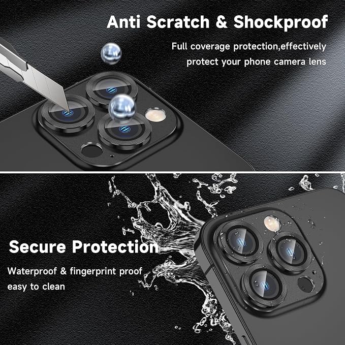 for iPhone 16 Pro/iPhone 16 Pro Max Camera Lens Protector - with Installation Tray, 9H Tempered Glass [Anti-Scratch] [Ultra HD Clear] Metal Individual Ring Camera Cover(Black Titanium)